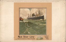 Red Star Line Ship at Sea Antwerpen - New York, Steamers: Vaderland, Kroonland, Zeeland, Finland Postcard