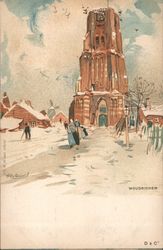 Woudrichem Church in the Snow (Netherlands) Postcard Postcard Postcard