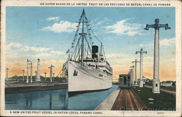 A New United Fruit Vessel in Gatun Locks Panama Canal