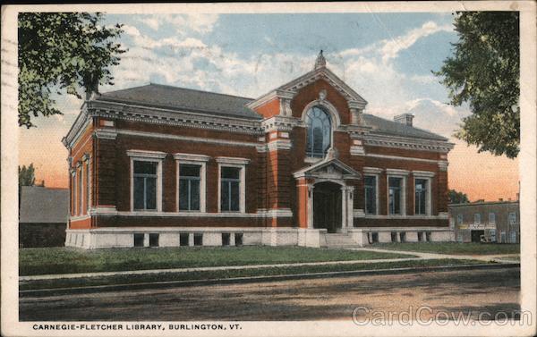Carnegie Fletcher Library Burlington VT Postcard Carnegie Fletcher Library Burlington VT Postcard
