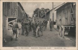 Fall in for Chow, Marine's Training Camp Quantico, VA Postcard Postcard Postcard