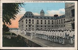 Line-up for Roll Call at Bancroft Hall, Naval Academy Annapolis, MD Postcard Postcard Postcard