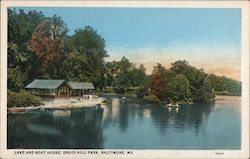 Lake and Boat House, Druid Hill Park Postcard
