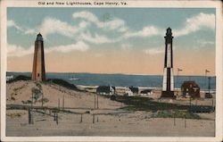 Old and New Lighthouse Postcard