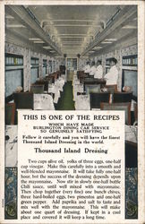 Thousand Island Dressing Recipe - Burlington Route Postcard