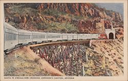 Santa Fe Streamliner Crossing Johnson's Canyon, Arizona Postcard