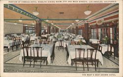 Portion of Famous Hotel Rosslyn Dining Room, 5th and Main Streets Los Angeles, CA Postcard Postcard Postcard