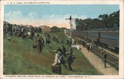 Students Arriving from Train at Opening of Camp Postcard