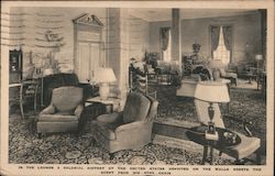 In the Lounge A Colonial History of the United States Depicted on the Walls Greets the Guest from his Easy Chair Postcard