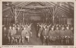 A Typical Y.M.C.A. Social Night Crowd at Camp Lewis Postcard
