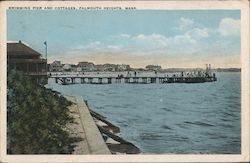 Swimming Pier and Cottages Postcard