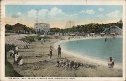 The Beach, Lake Takadip, Riverside Park Springfield, MA Postcard Postcard Postcard