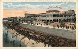 Beach, Boulevard and Seawall Showing Crystal Palace Postcard