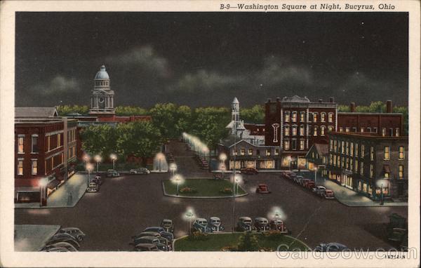Washington Square at Night Bucyrus Ohio