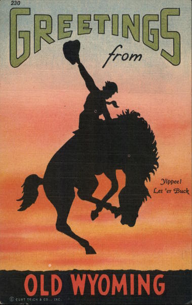 230 Greetings from Old Wyoming-Yippee! Let 'er Buck