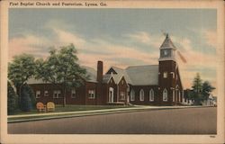 First Baptist and Pastorium Lyons, GA Postcard Postcard Postcard