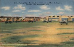 Visitng Ships, Showing Part of Barracks and Part of Hangars, Maxwell Field Postcard