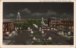 Washington Square at Night Bucyrus, OH Postcard Postcard Postcard