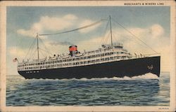 Merchants & Niners Line Steamship Steamers Postcard Postcard Postcard