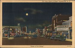 Hay Street at Night, Home of Fort Bragg Postcard