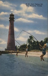 Surf Fishing Key Biscayne, FL Postcard Postcard 