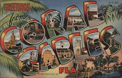 Greetings From Coral Gables, Fla. Postcard