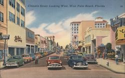 Clematis Street Looking West West Palm Beach, FL Postcard Postcard Postcard