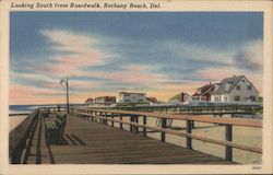 Looking South from Boardwalk Bethany Beach, DE Postcard Postcard Postcard