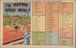 Busy Person's Correspondence Card (Check Items Desired) Postcard