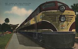 Florida East Coast Streamliner Arriving at Daytona Beach, Florida Postcard