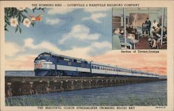 The Humming Bird Coach Streamliner Crossing Biloxi Bay Postcard