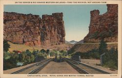 One the Denver & Rio Grande Western Railroad Thru the Rockies Castle Gate, UT Postcard Postcard Postcard