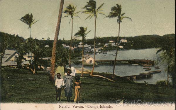 Family Poses for Picture in Neiafu, Vava'u Tonga South Pacific