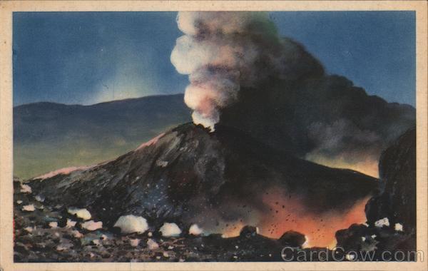 Illustration of Vesuvius erupting Pompei Italy