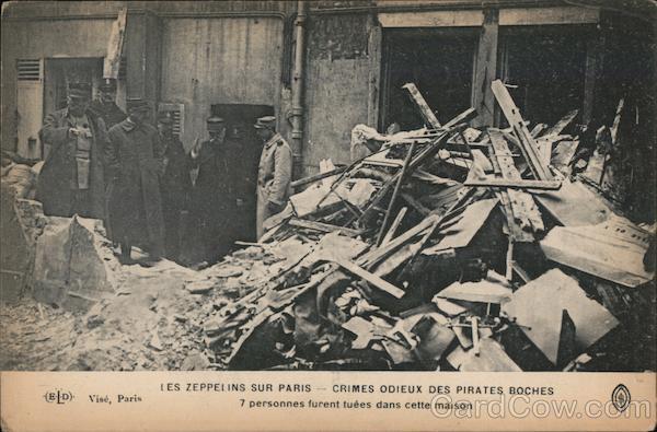 Destroyed house with bystanders in Paris France