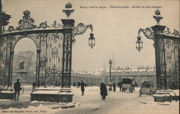 Nancy sous la neige - Place Stanislas - Grilles de Jean Lamour France