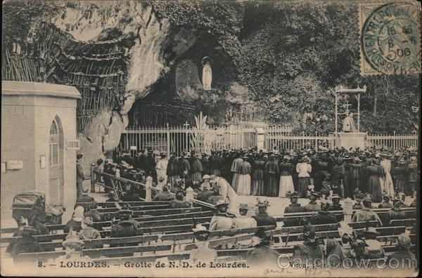 Grotto of Lourdes - Cave of Massabielle France Postcard