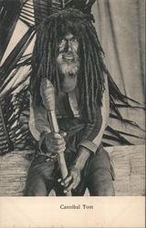 Portrait of a Fijian man in traditional attire Postcard