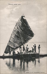 Canoe under sail Fiji Postcard Postcard Postcard