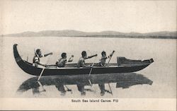 South Sea Island Canoe Postcard