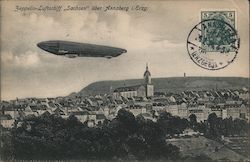 Zeppelin Luftschifft "Saxony" Over Annaberg, Erzgebirgskreis Postcard