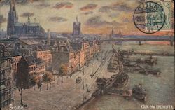 Rhine and River Embankment with the Cathedral in the Background Postcard
