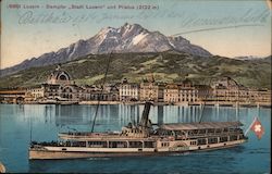Luzern - Dampler Stadt Luzern und Pilatus (2132m) Postcard