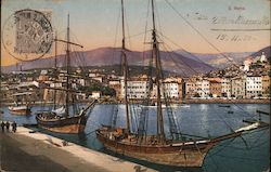Harbor of Sanremo, Italy with mountains in the background Postcard
