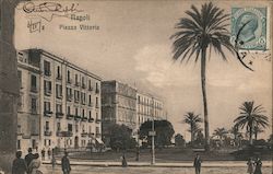 Piazza Vittoria, Naples with people in the square Postcard