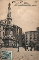 City square in Naples with religious monument Postcard