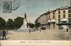 Milano - Piazza e Monumento a Cavour Postcard