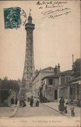 Photograph of a steel tower in France Lyon, France Postcard Postcard Postcard