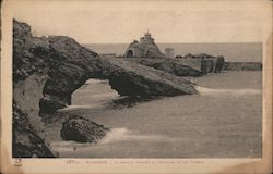Biarritz - La Roche Percee au Rocher de la Vierge Postcard