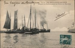 Depart en Ecosse Pour la Peche au Hareng Postcard